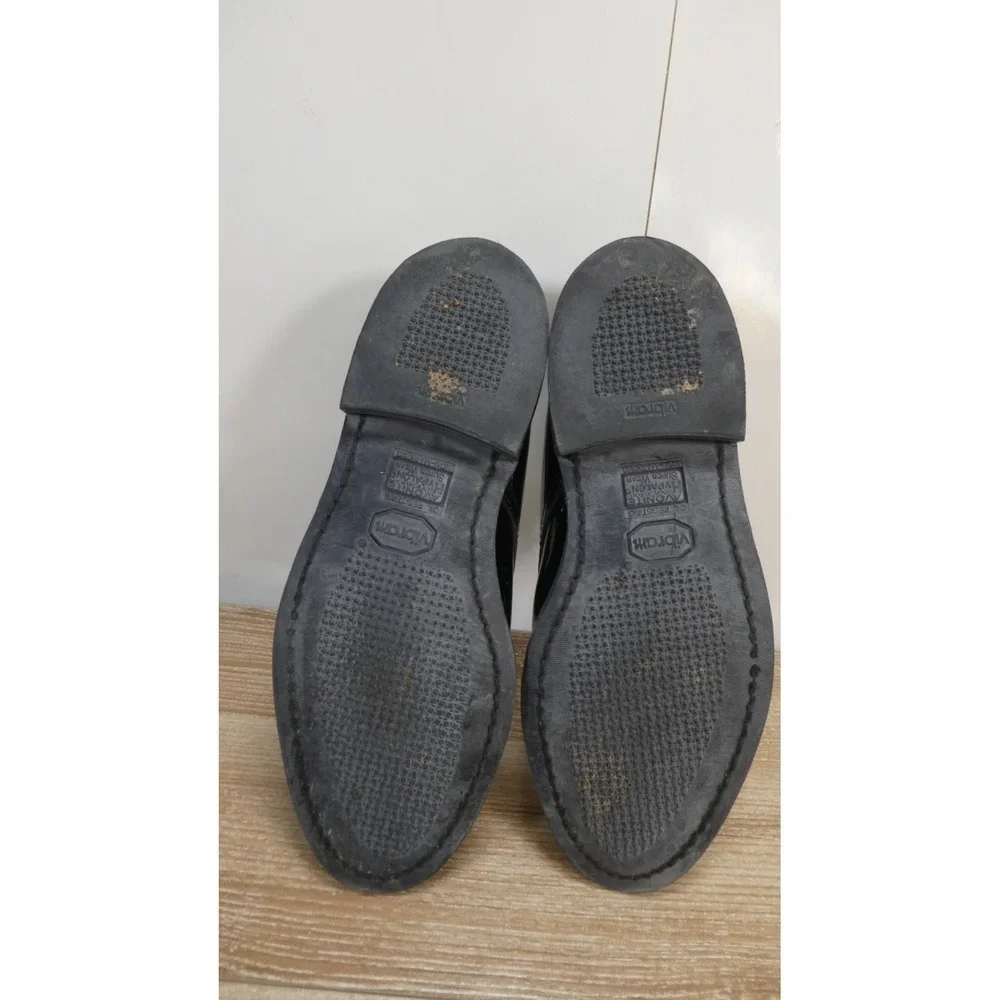 Men Vibram Oil Resisting Avonite Black Shoes Glossy Size 11.5